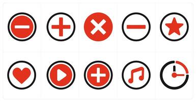 A set of 10 mix icons as subtract, add, delete vector