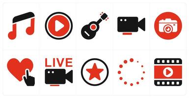 A set of 10 mix icons as music, play, guitar vector