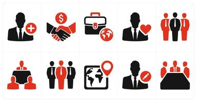 A set of 10 mix icons as add person, partnership, global business vector