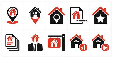 A set of 10 Real Estate icons as location, house location, property location vector