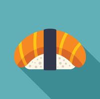 Salmon nigiri wrapped with nori seaweed on turquoise background vector