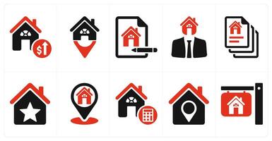 A set of 10 Real Estate icons as property upgrades, house location, property checklist vector