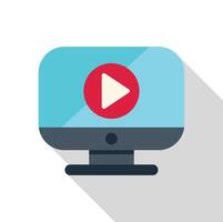 Desktop computer displaying streaming video player interface vector