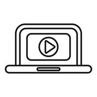 Laptop showing play button for streaming video content vector