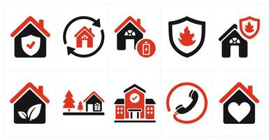 A set of 10 Real Estate icons as home security, home and care, power house vector