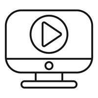 Computer monitor displaying video playback symbol, streaming content online vector