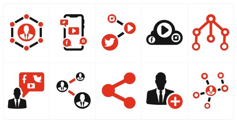 A set of 10 social icons as social network, social media, social media link