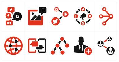 A set of 10 social icons as social media, image, social media link vector