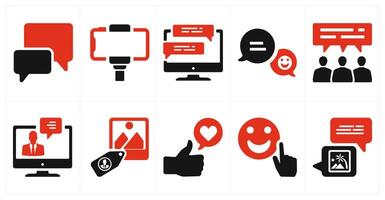 A set of 10 social icons as comment, selfie, feedback vector