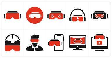 A set of 10 Virtual Reality icons as vr glaases, emotion, game vector