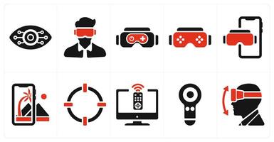 A set of 10 Virtual Reality icons as cyber eye vision, oculus vr, vr gaming vector