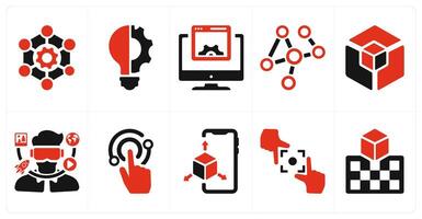 A set of 10 Virtual Reality icons as framework, innovation, interface vector