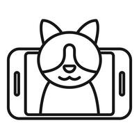 Cat taking selfie with smartphone, funny pet portrait vector