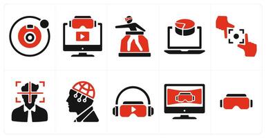 A set of 10 Virtual Reality icons as camera 360, 3d , vr platform vector