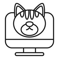 Cat face appearing on a computer monitor screen vector
