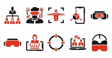 A set of 10 Virtual Reality icons as social network, virtual reality, motion capture vector