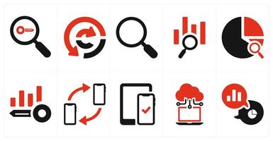 A set of 10 web marketing icons as keyword search, data analysis, magnifier vector
