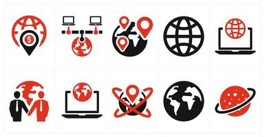 A set of 10 web marketing icons as location, global server, location vector