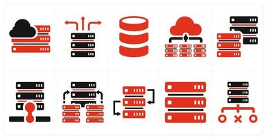 A set of 10 web marketing icons as cloud hosting, server connectivity, server vector