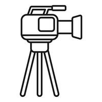 Professional video camera standing on tripod for recording vector