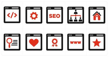 A set of 10 web marketing icons as programming, seo, hierarchy vector