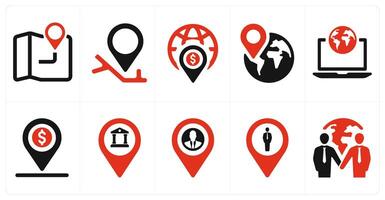 A set of 10 web marketing icons as gps, location, global location vector