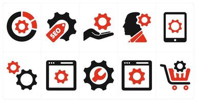 A set of 10 web marketing icons as statistics, seo, configuration vector