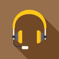 Yellow headset with microphone on brown background vector