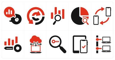 A set of 10 web marketing icons as statistics, data analysis, data search vector