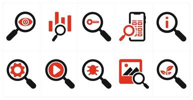 A set of 10 web marketing icons as data search, keyword search, mobile search vector