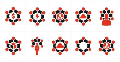 A set of 10 web marketing icons as group budget, group clash, group network vector