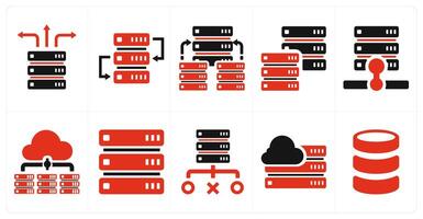 A set of 10 web marketing icons as server connectivity, hosting, hosting server vector
