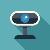 Webcam is recording video with long shadow on turquoise background vector