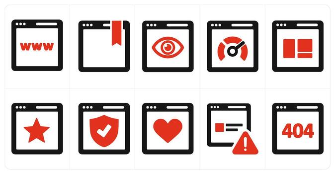 A set of 10 web marketing icons as www, webpage, view page vector