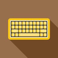 Yellow keyboard casting long shadow on brown background vector