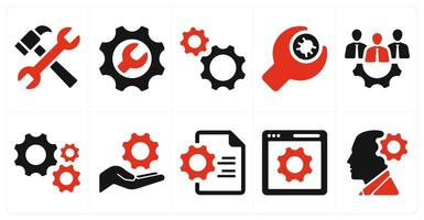 A set of 10 web marketing icons as configuration, repair, bug fix vector
