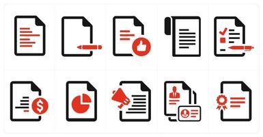 A set of 10 web marketing icons as content document, edit document, approved document vector