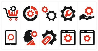 A set of 10 web marketing icons as cart settings, statistics, configuration vector