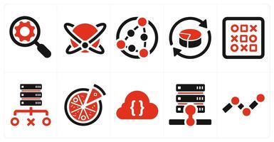 A set of 10 web marketing icons as search data, big data, networking vector