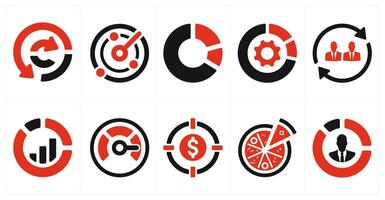 A set of 10 web marketing icons as data analysis, performance, pie chart vector