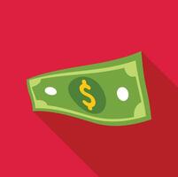 Flying dollar bill on red background representing wealth and finance vector