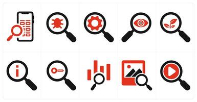 A set of 10 web marketing icons as mobile search, find bug, search data vector
