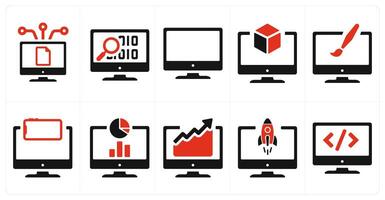 A set of 10 web marketing icons as file share, programming, monitor vector