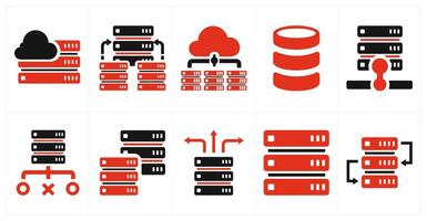A set of 10 web marketing icons as cloud hosting, hosting server, cloud server vector