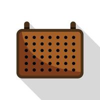 Brown wireless speaker playing music with long shadow vector