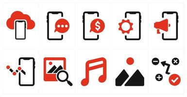 A set of 10 web marketing icons as cloud backup, mobile chat, mobile message vector