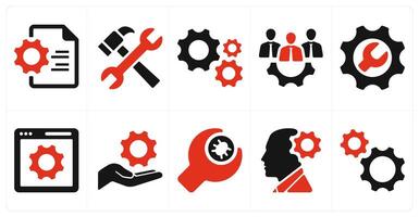 A set of 10 web marketing icons as webpage settings, configuration, optimization vector