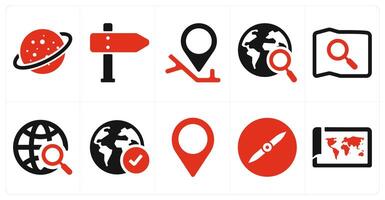 A set of 10 web marketing icons as universe, direction, gps vector