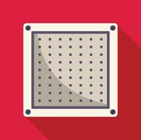 White square perforated panel with screws on red background vector