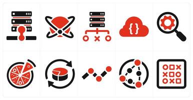 A set of 10 web marketing icons as database server, big data, database storage vector